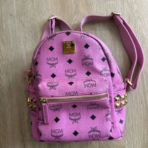 MCM Pink Backpack with Gold Details